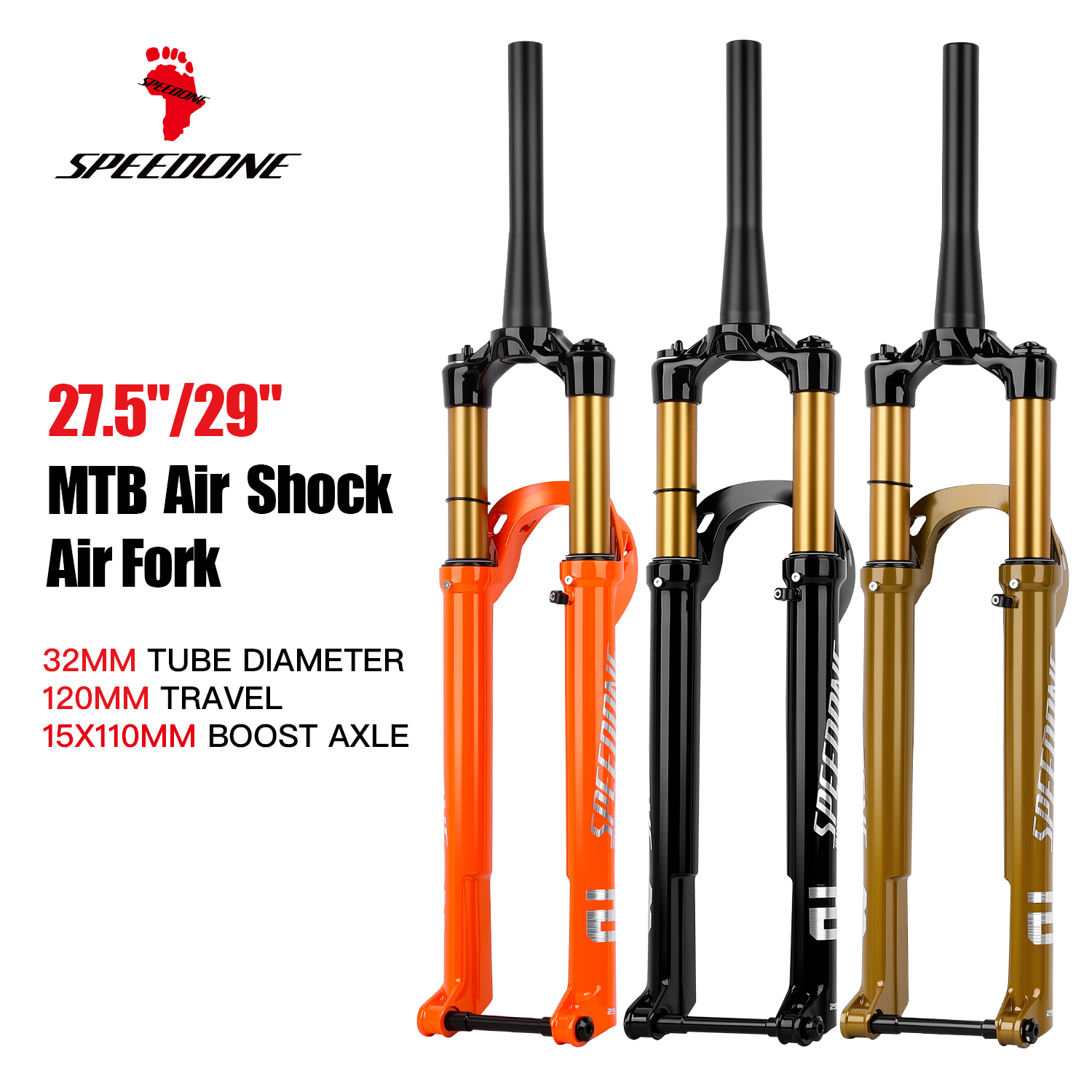 Mtb Fork Air - SPEEDONE MTB Suspension Air Fork 27.5/29