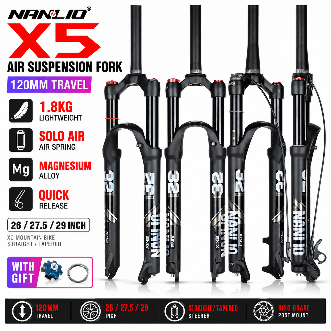 Nanlio X5 Air Suspension Fork  - Mtb Fork Air recensie en prijs