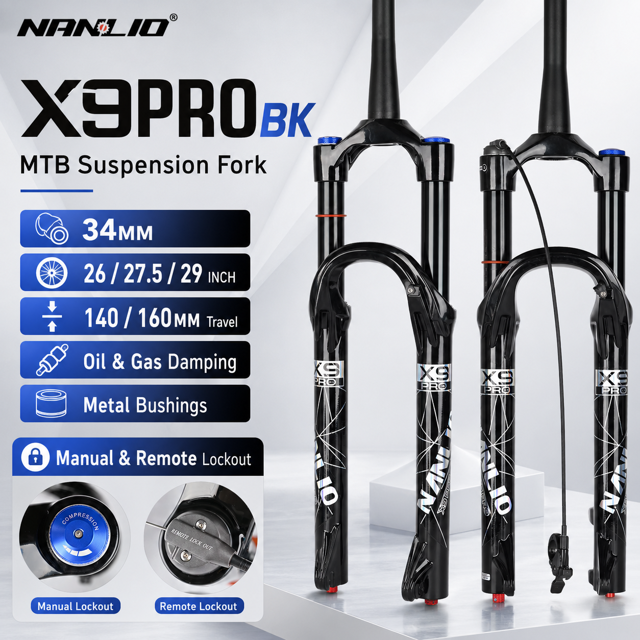 Nanlio X9PRO BK MTB Air Suspen - Mtb Fork Air recensie en prijs