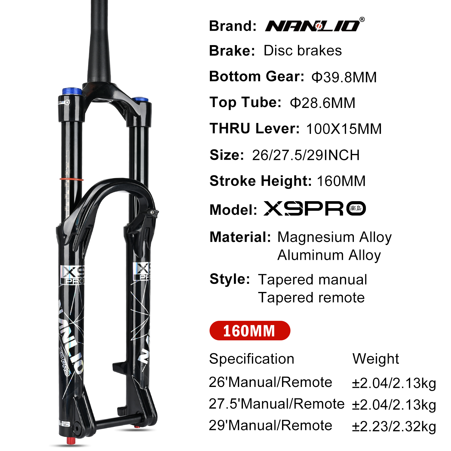 Nanlio X9PRO BK MTB Air Suspen - Mtb Fork Air recensie en prijs
