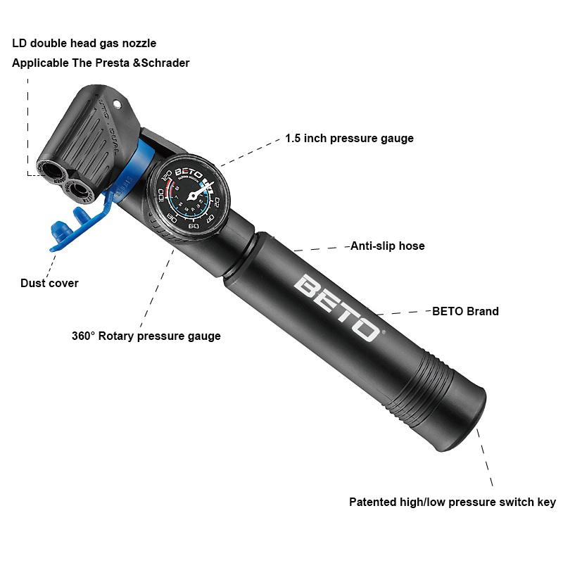BETO Bicycle Pump Mini Hand Pu - Mtb Fork Air recensie en prijs